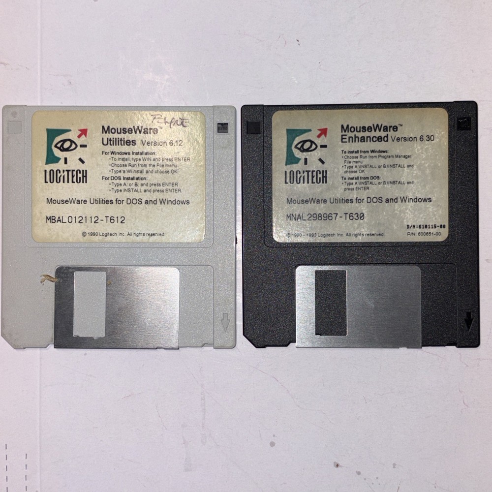 Logitech Floppy Disk Lot Microsoft Windows 3.1, Soundman 16, Mouseware Utilities