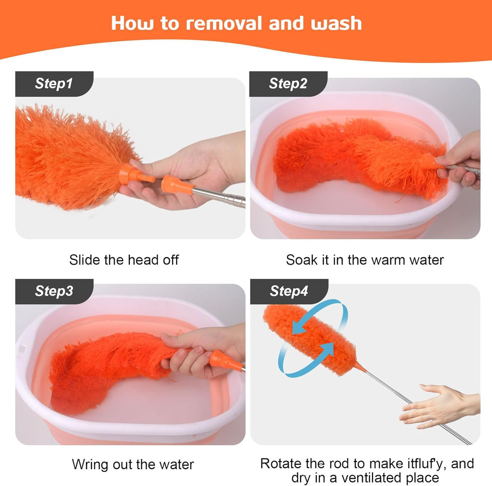 Microfiber Feather Duster Extendable Duster with 30'' to 100'' Telescoping Exten