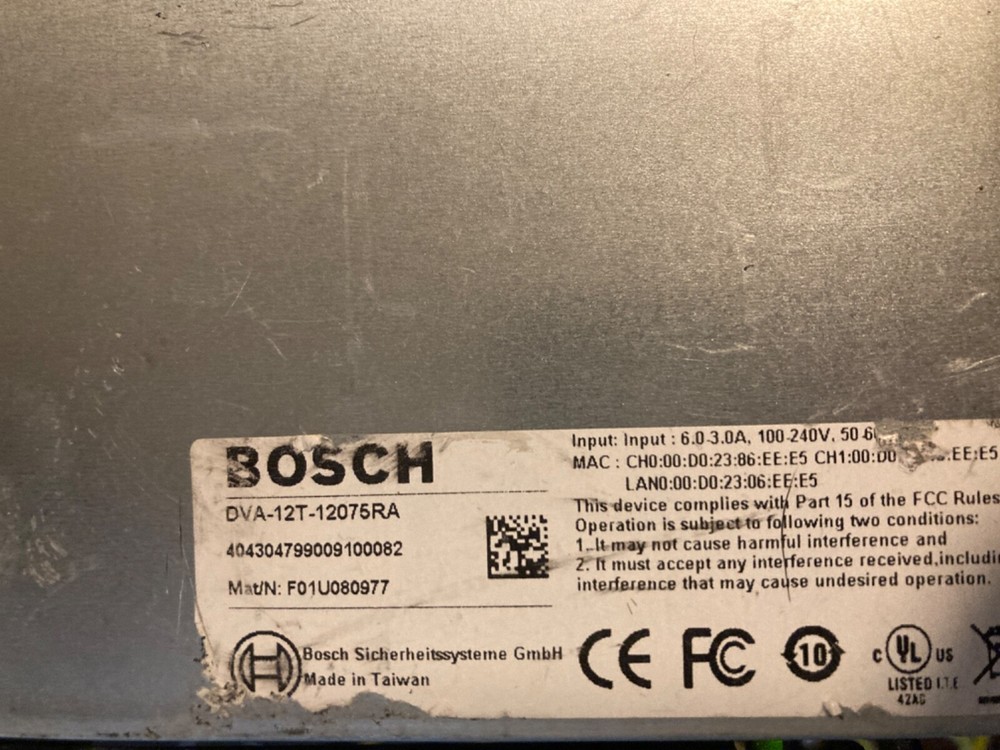 Bosch DVA-12T-12075ra iSCSI Diskarray 12-Bay, 12HDD, 9TB