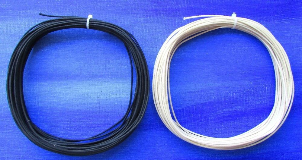 25 ft" Cloth Push Back  "TINNED"  Guitar Wire Black & White 22 awg