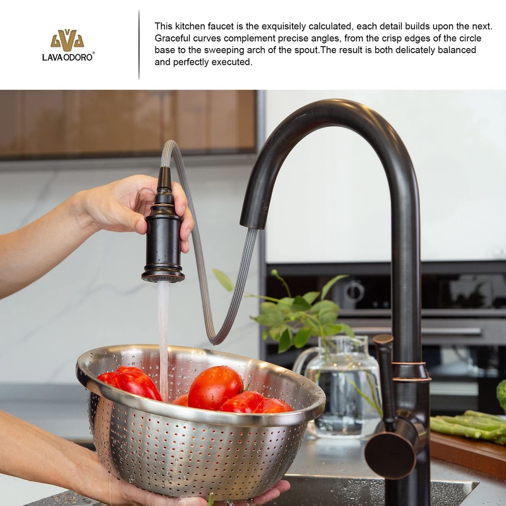 Oil Rubbed Bronze Kitchen Faucet with Pull Down Sprayer, Single Handle Kitche...