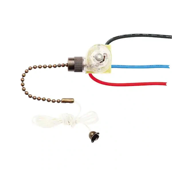 Antique Brass 3-Way Ceiling Fan Light Pull Down Replacement Repair Switch 82355