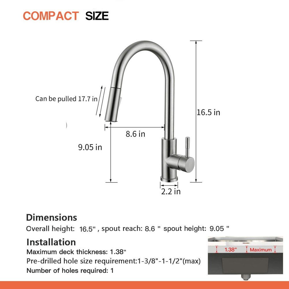 Automatic Touch Sensor Kitchen Faucet Sink Pull Out Sprayer Brushed Nickel Tap