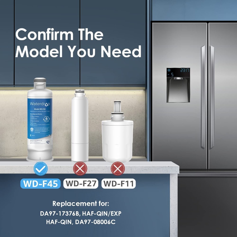 Waterdrop Refrigerator Water Filter, Replacement for Samsung DA97-17376B, 8 pack