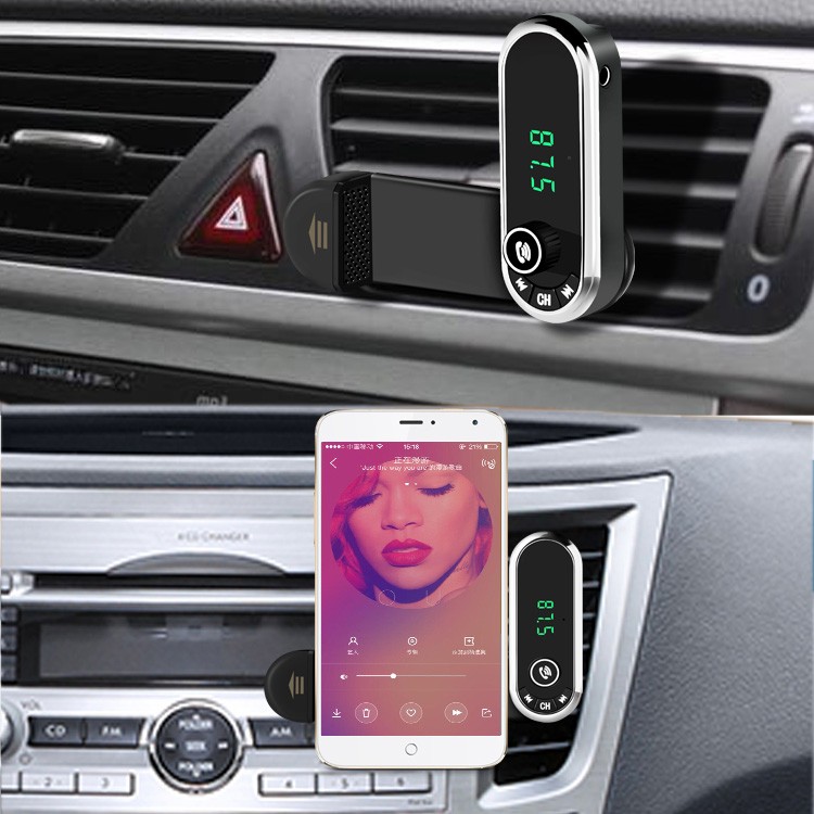 2 in 1 FM Transmitter Universal Phone Holder Host Car Bluetooth hands-free Kit