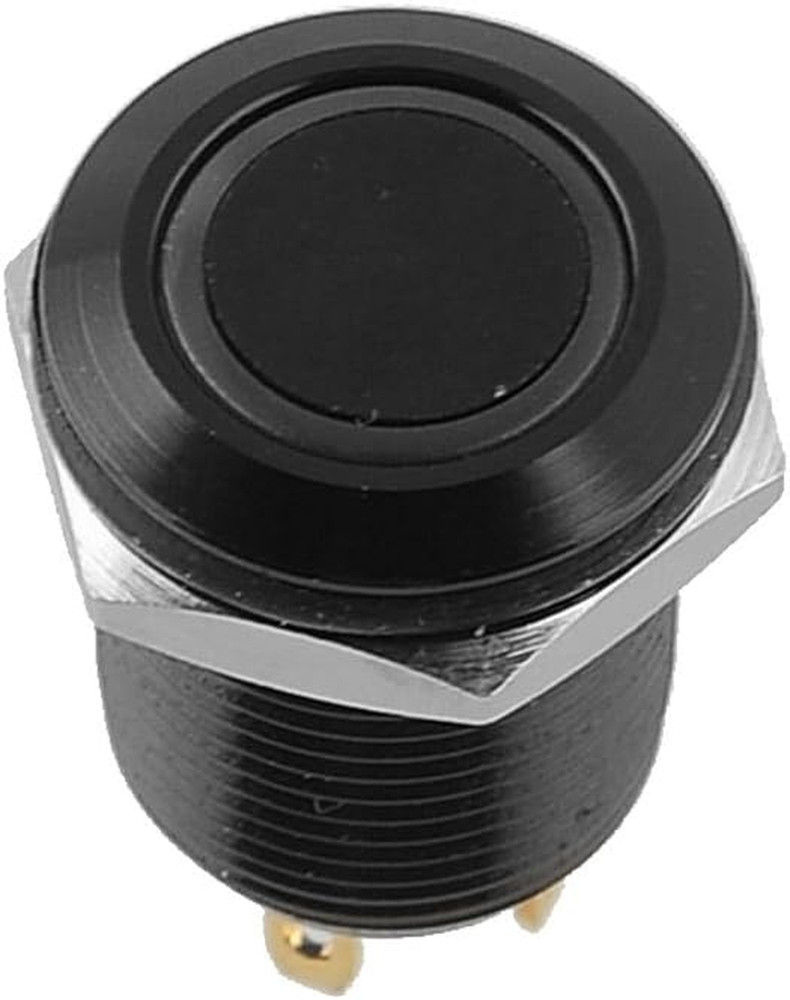 Black Case 12Mm Blue LED Light 2A Momentary Push Button Switch Stainless Waterpr
