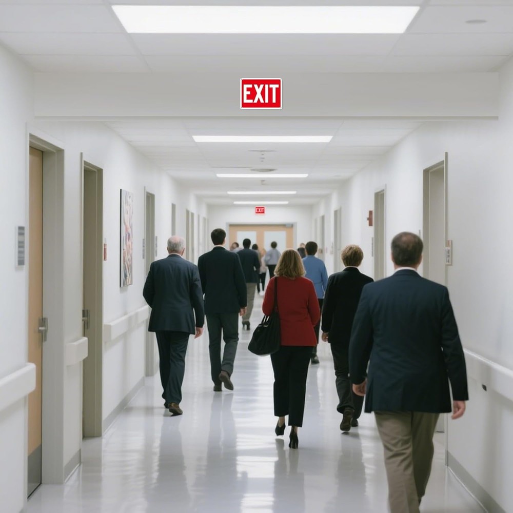 2 Pack Exit Signs, Aluminum Exit Sign with Red Background, Exit Sign for Door...