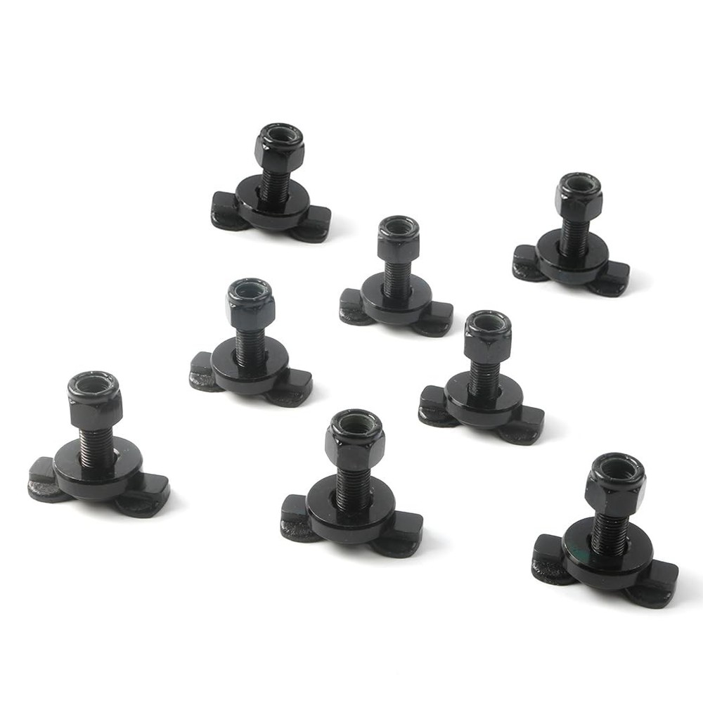 8-Pack L-Track Double Lug Threaded Stud Fitting Heavy-Duty One Size, Black