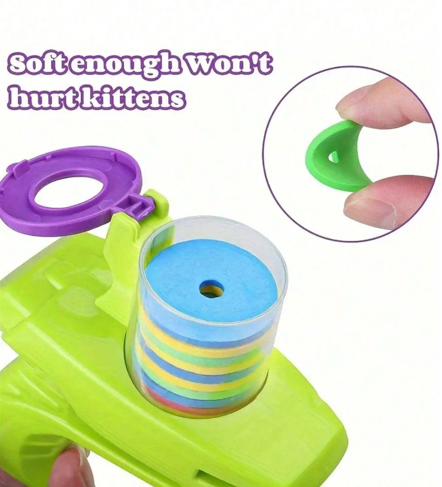 Interactive Cat Toy Launcher With Foam Discs - Battery-Free, Durable Plastic For