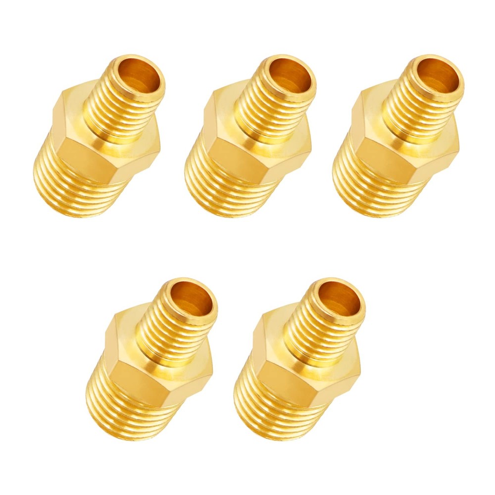 Tnuocke 5pcs 1/4 NPT Male x 1/8 Solid Brass x NPT,