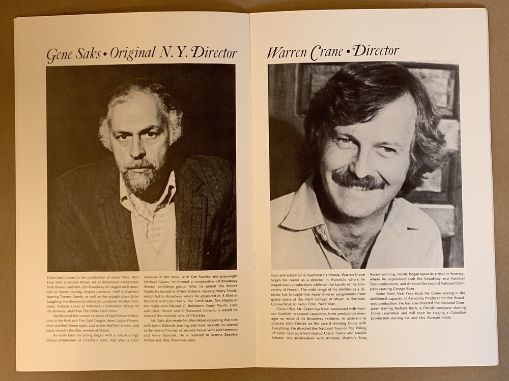 “Carol Burnett & Dick Van Dyke “SAME TIME NEXT YEAR" 1977 Souvenir Program