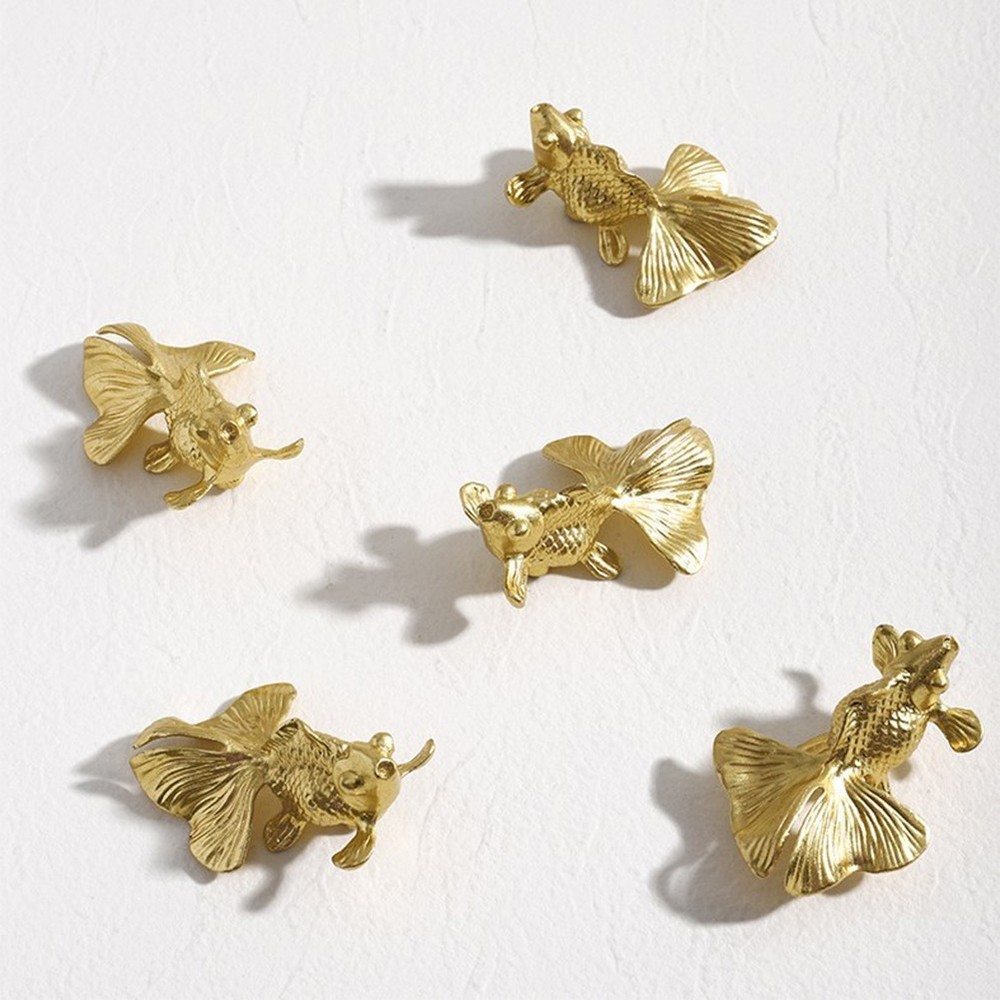 Vibrant Goldfish Cabinet Drawer Knobs Solid Brass Material Stylish Handle