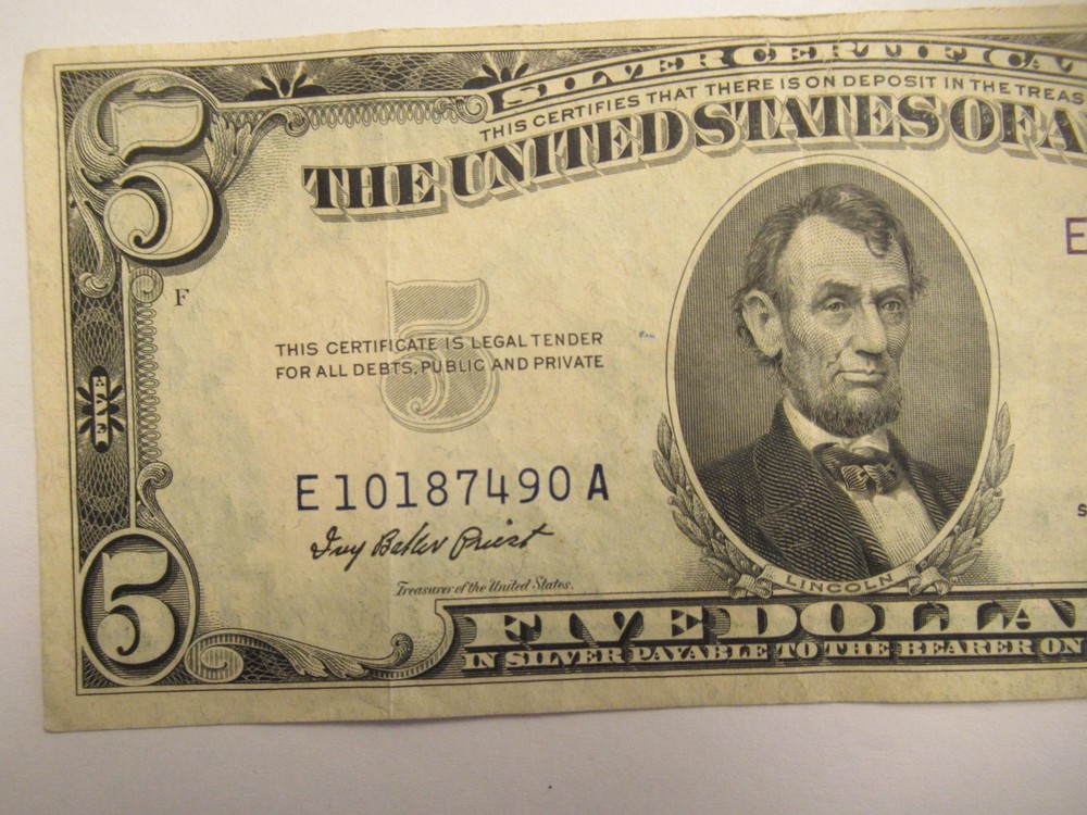 1953 A $5 US Silver Certificate #2