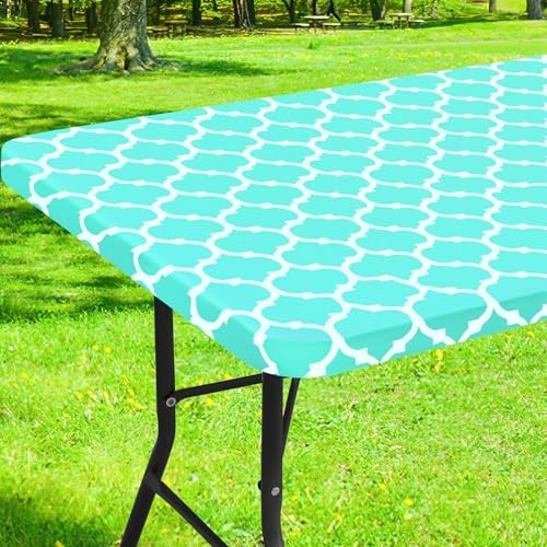 Rectangle Picnic Table Cover, Waterproof Elastic 72" x 30" (Rectangular) Teal