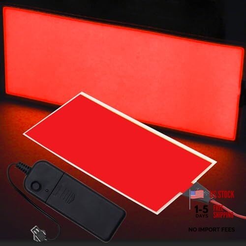 [3 Modes]  12X5CM Electroluminescent EL Panel Light Red,3V Flexible EL Panel