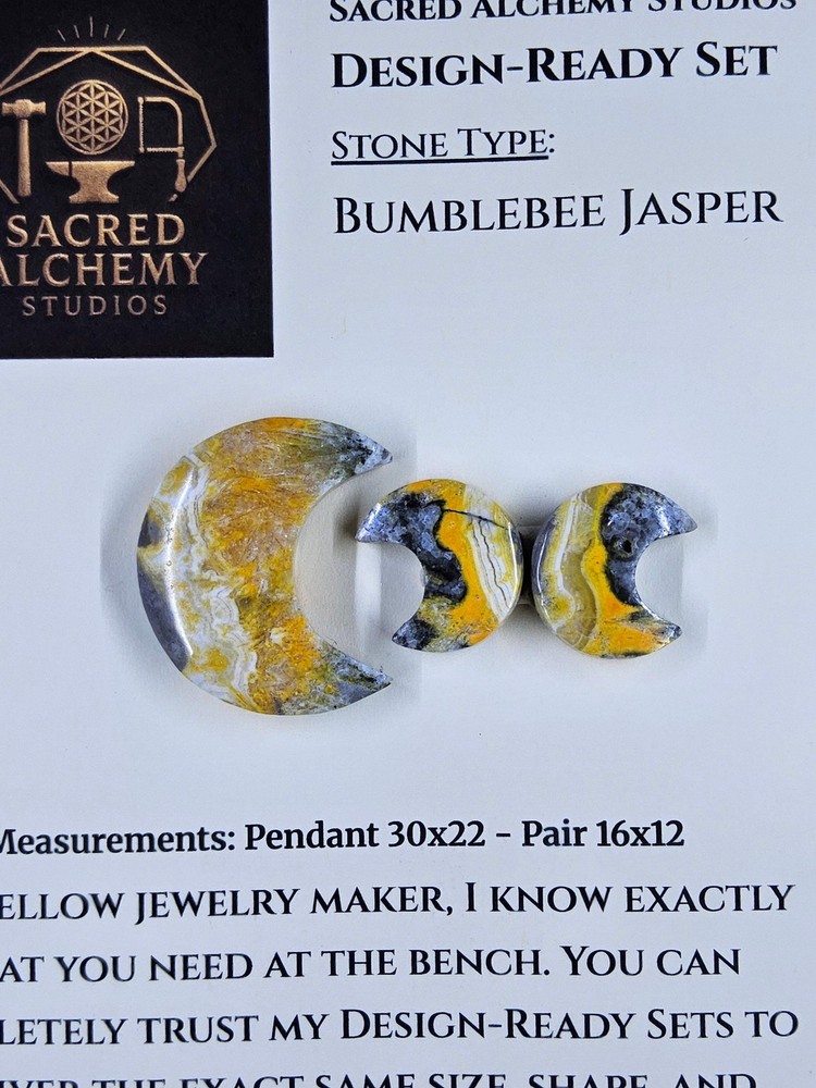 Crescent Moon - Bumblebee Jasper - Design-Ready Set