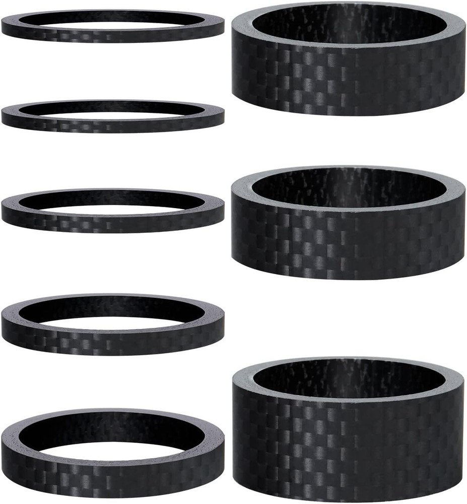Durable Matte Black Carbon Fiber Headset Spacers for Enhanced Riding Experience