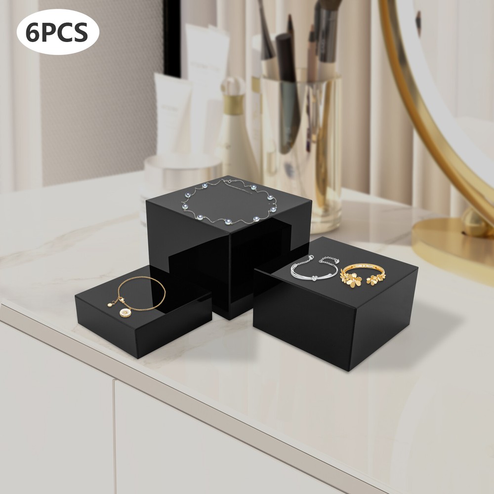 6 Pcs Acrylic Display Risers Acrylic Boxes Acrylic Display Nesting Cubes Black