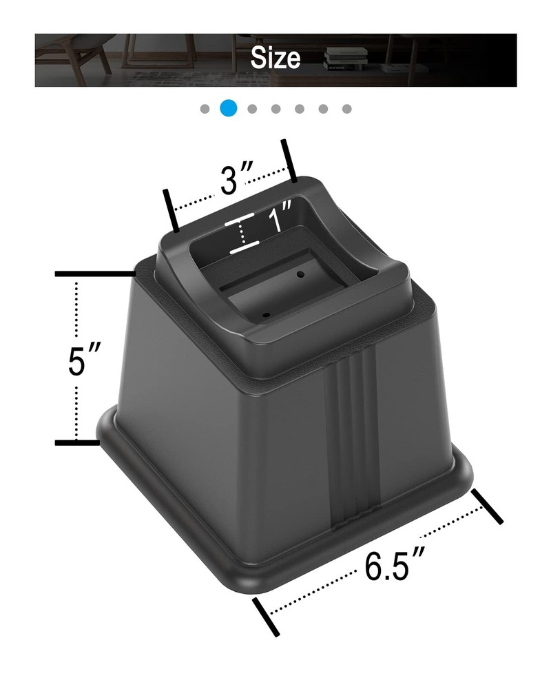 Bed Furniture Risers Elevation in Height 5" Heavy Duty Risers for Both Posts ...