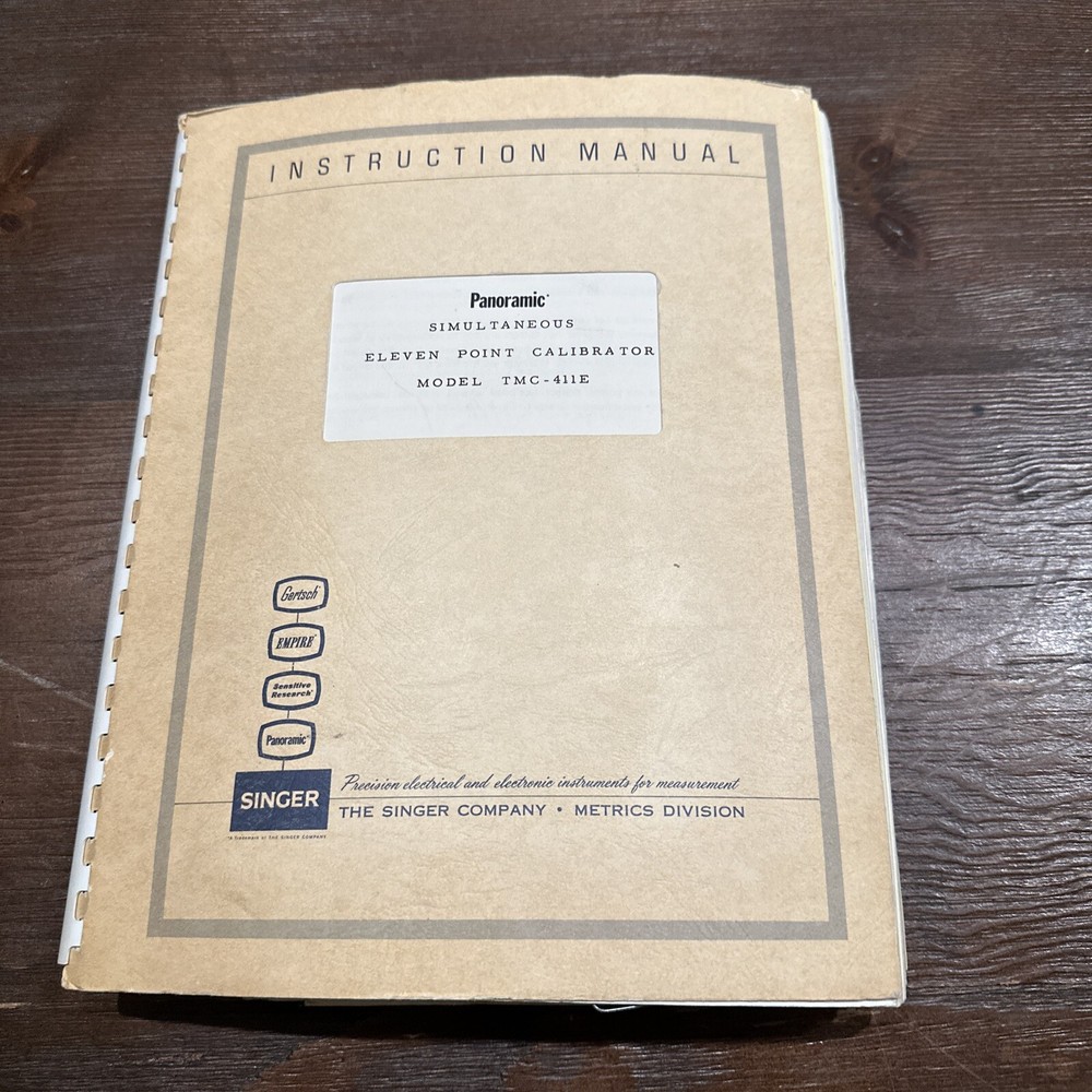 Singer Panoramic Model TMC-411E Simultaneous Eleven Point Calibrator Instruction