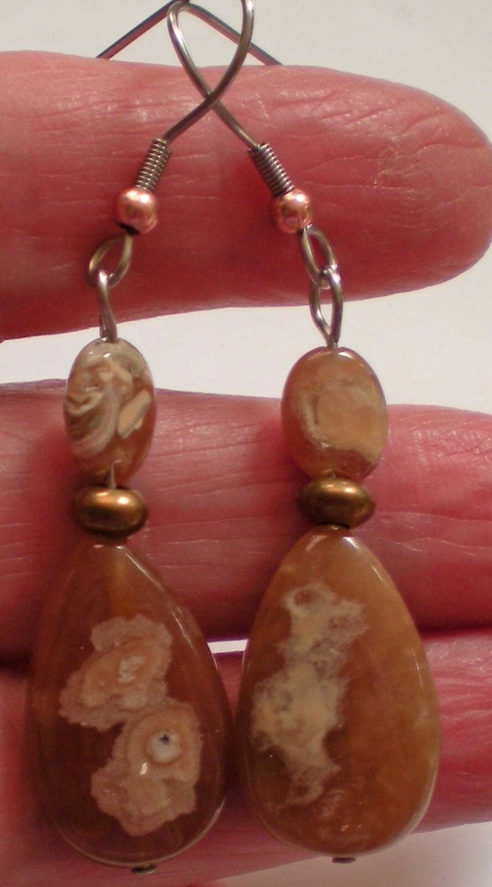 Agate Drop Earrings - Balance, Grounding, Healing e127