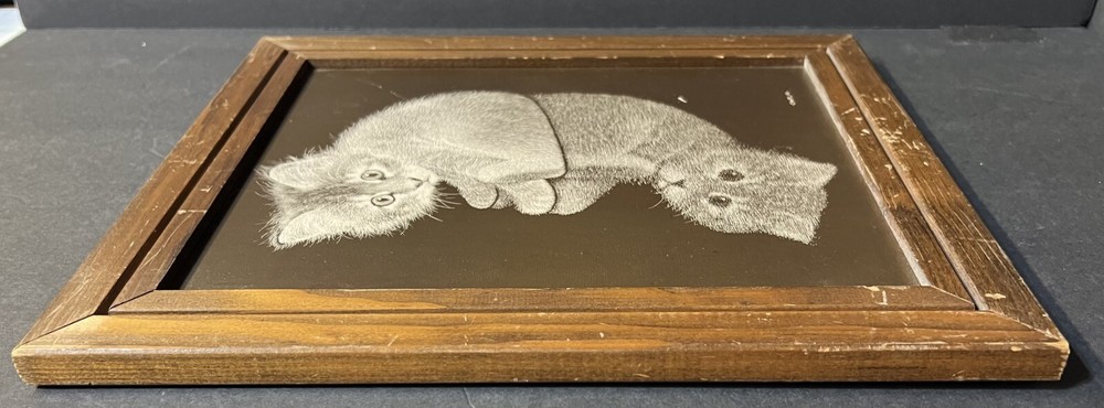 Cats by Chaplan (Framed, Wooden Picture) Duality/Mirror Image