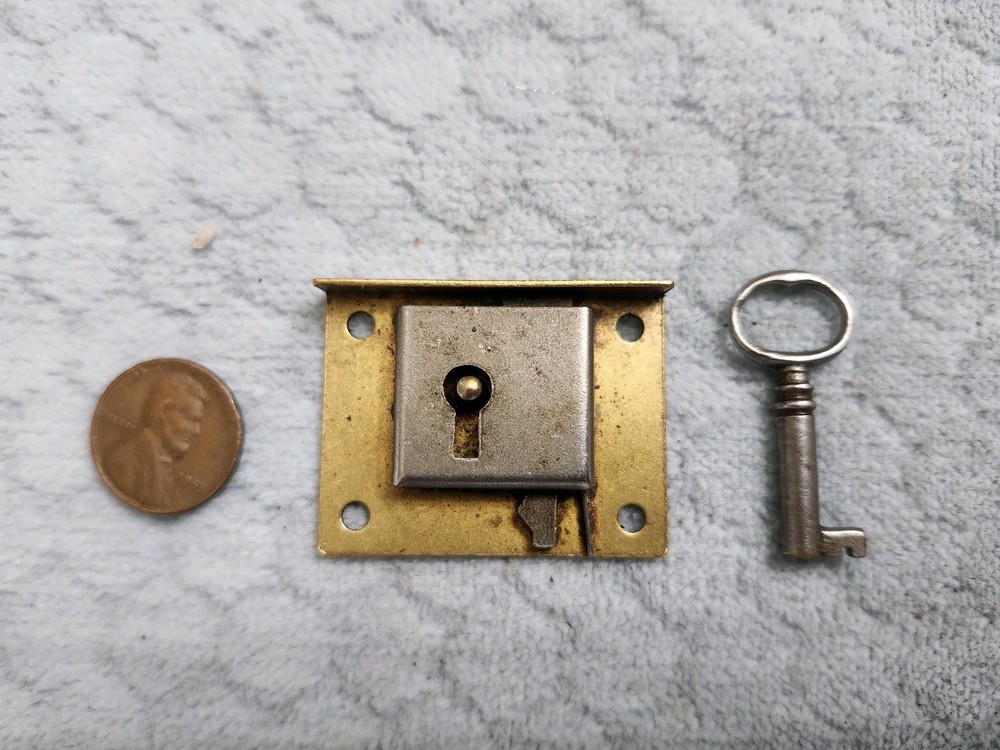 Brass Drawer Lock Semi-mortise Period