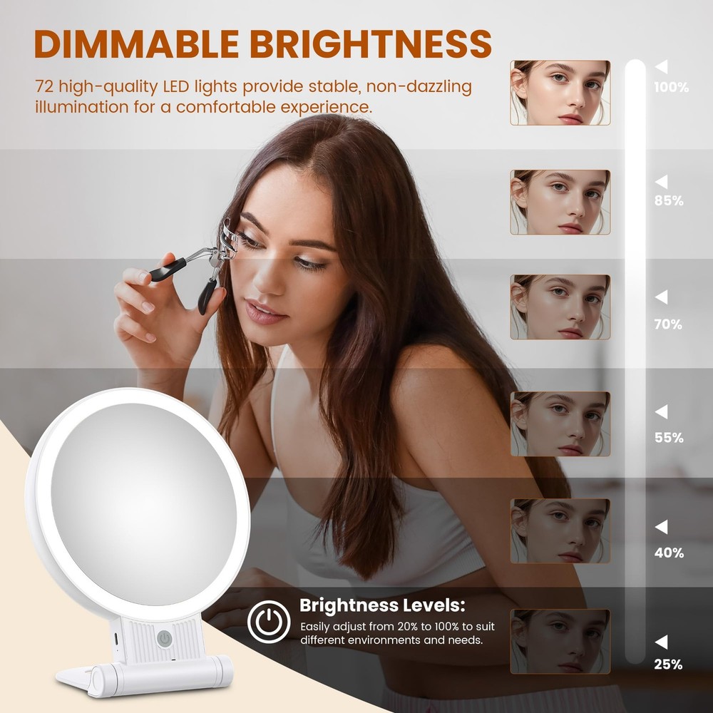 1X/30X Lighted Makeup Mirror with Magnification, DoubleSided Switch, 3Color L...