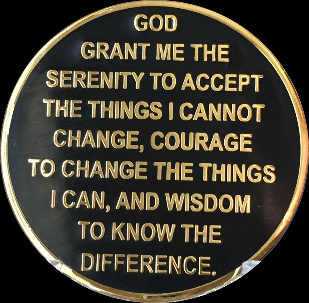 4 Year AA Medallion Black Gold Plated Bi-Plate Alcoholics Anonymous Chip Coin