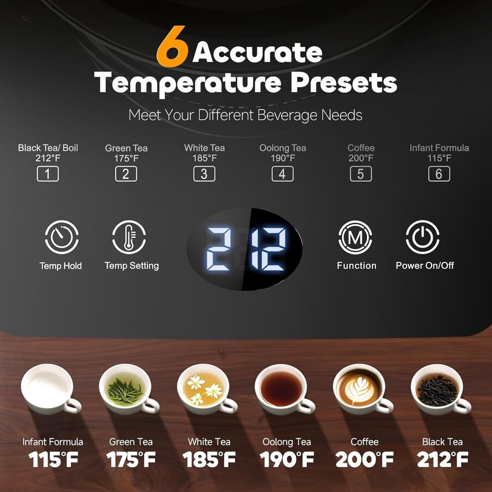 Electric Tea Kettle W/ Infuser Temperature Control & Automatic Shut Off