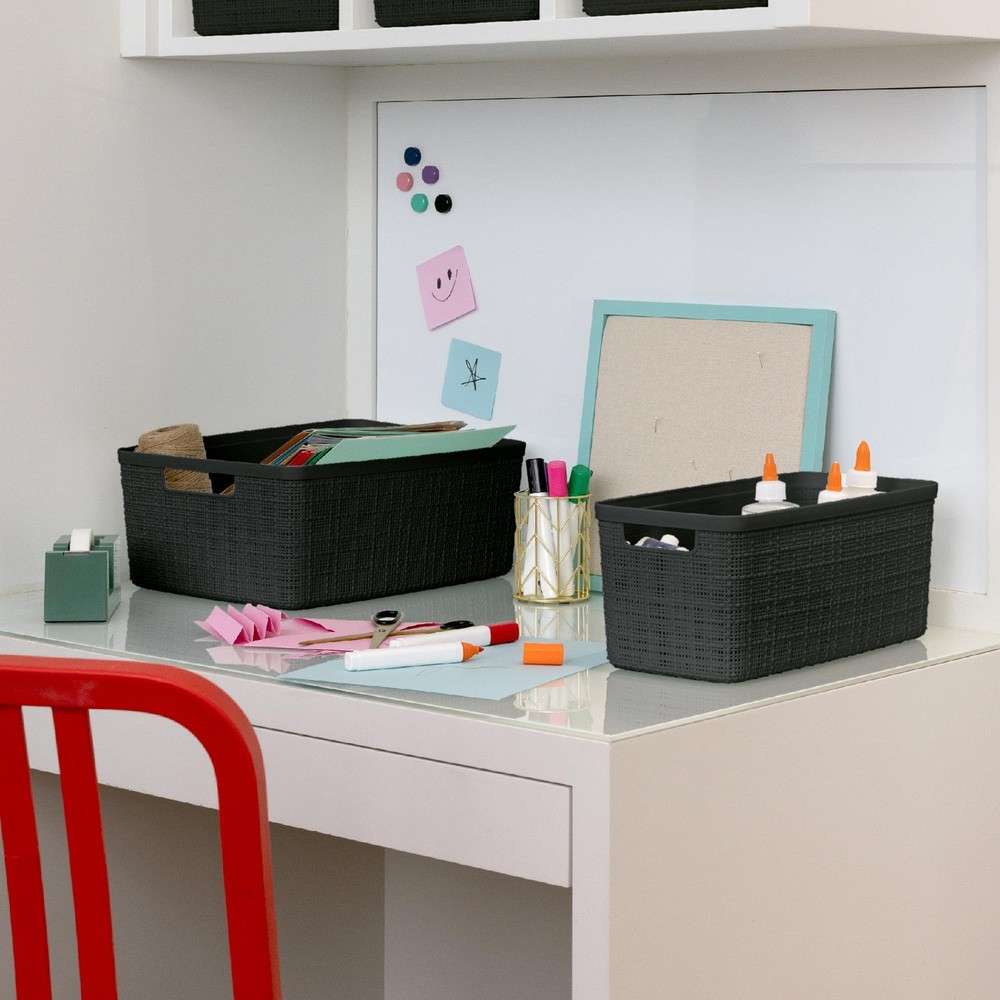 Set of 6 Medium 12L Jute Decorative Plastic Organization and Storage Baskets ...