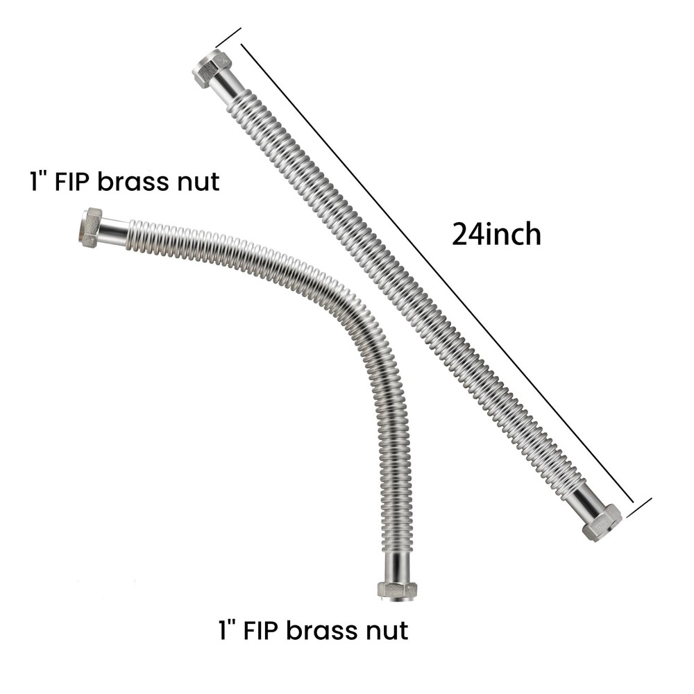 24inch Stainless Steel Corrugated Water Heater Connector Flexible for Female ...