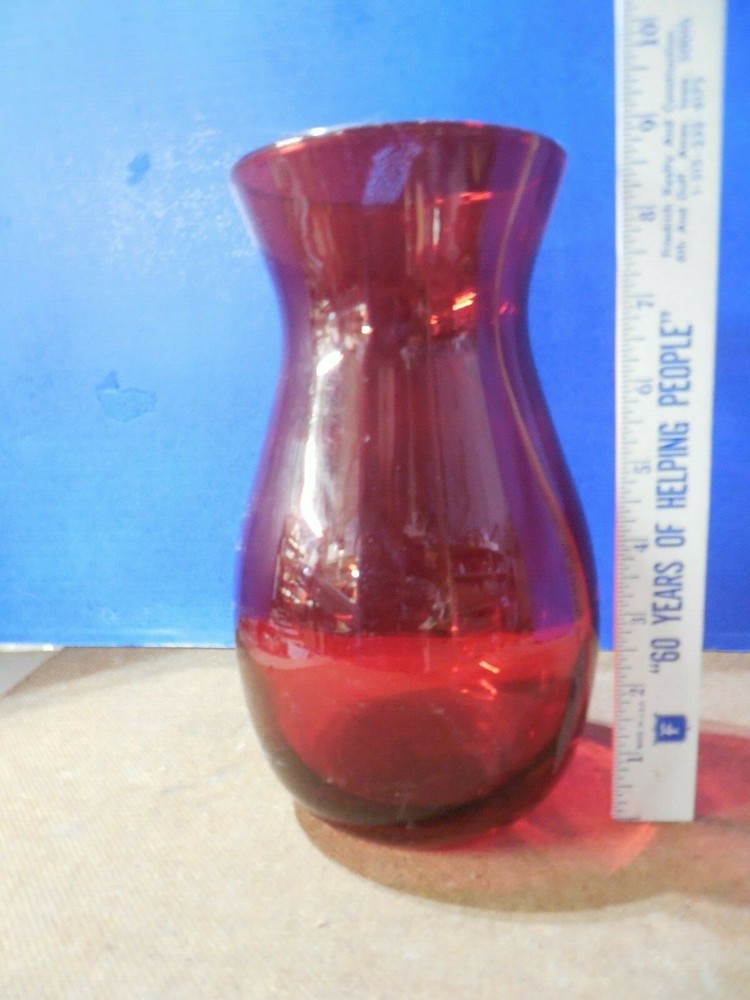 Red Ruby Colored Glass Bottle / Vase/ Decanter / Carafe