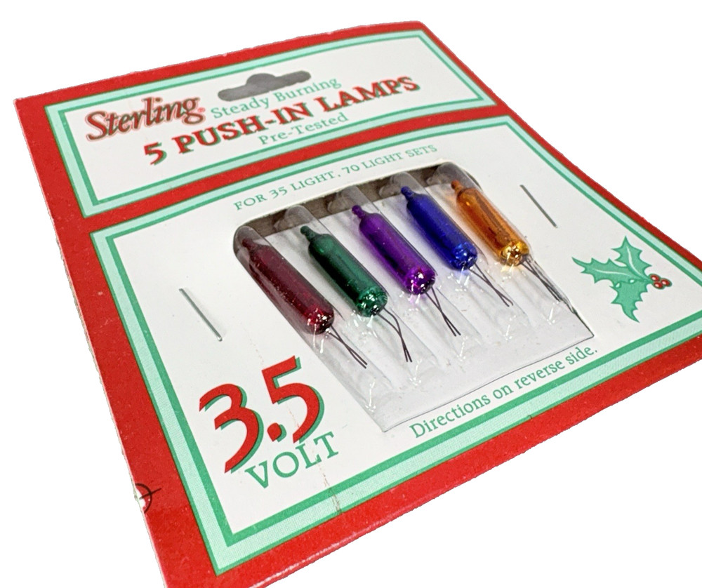 3.5 volt Christmas Light Bulbs MULTI Mini for 35 and 70 Light Strings Vintage