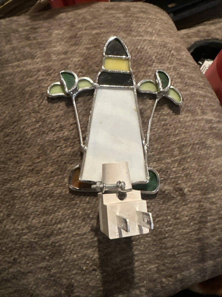 Stained Glass Lighthouse Plug in Night Light on/off switch Works