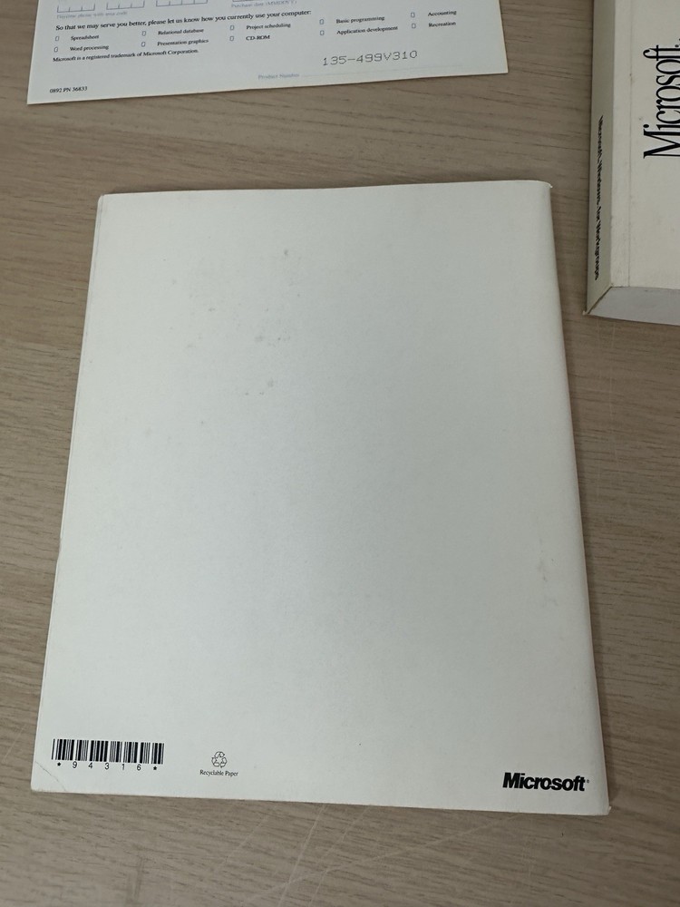 Microsoft Windows 3.1 Operating System + Microsoft Mouse - Vintage 1992 Big Box