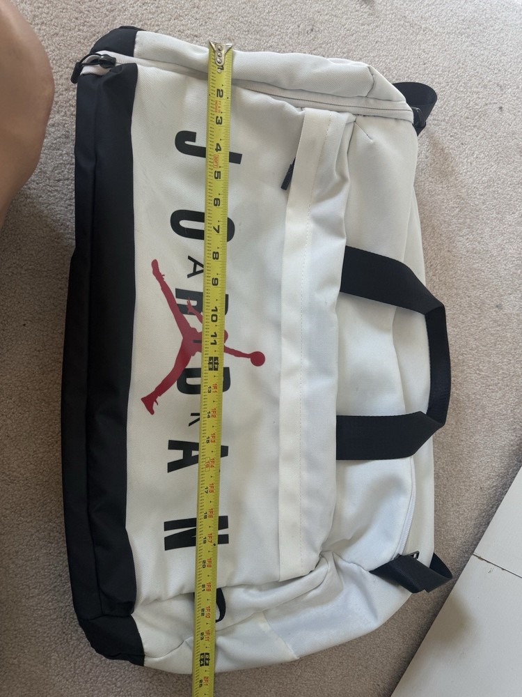 Jordan Large Grip Gym Bag White Black Red Polyester Adjustable Strap