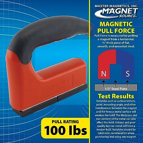 Master Magnetics Strong Magnet with Ergonomic Handle - 100 lb Pull Force,...