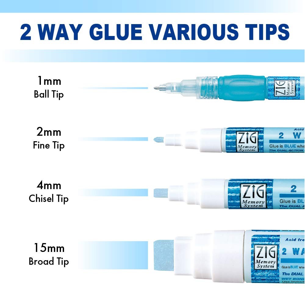 Kuretake Zig 2-Way Glue Pen 3/Pkg-Chisel Tip
