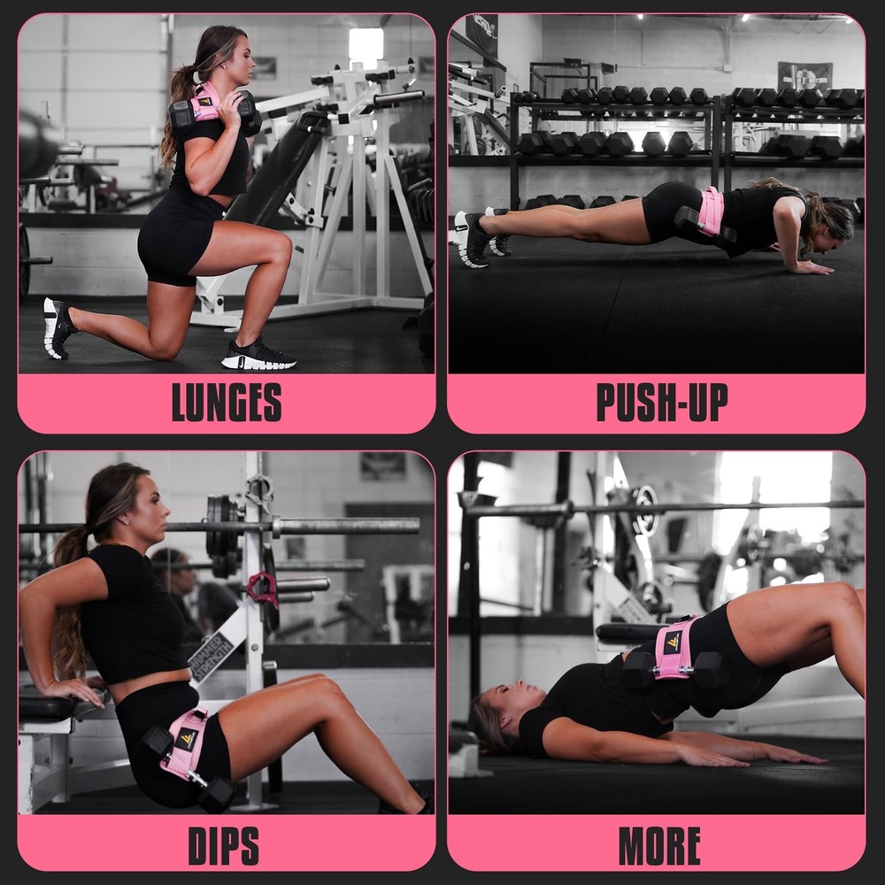 Exercise Hip Thrust Belt for Weights, Glute Workout Equipment, Adjustable Hip...
