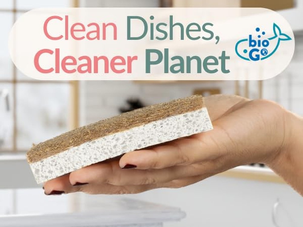bioGo White 12 Pack Biodegradable Kitchen Sponge - Eco-Friendly, Compostable,...