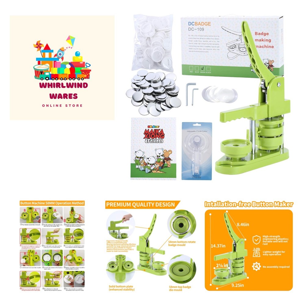 Button Maker Machine 2.25 in Installation-Free, DIY Button Pin Maker Machine,...