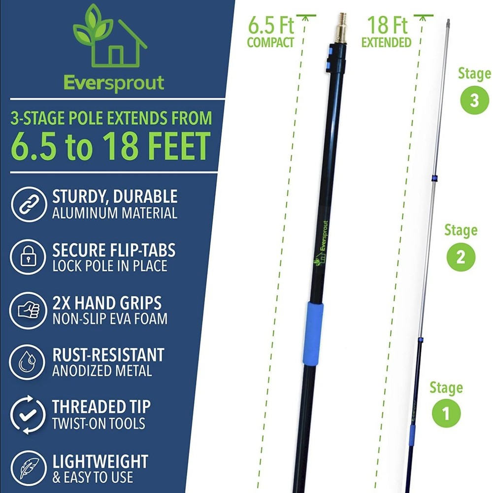 EVERSPROUT Telescoping Boat Hook | Floats, Scratch-Resistant, 3 Foot Pole