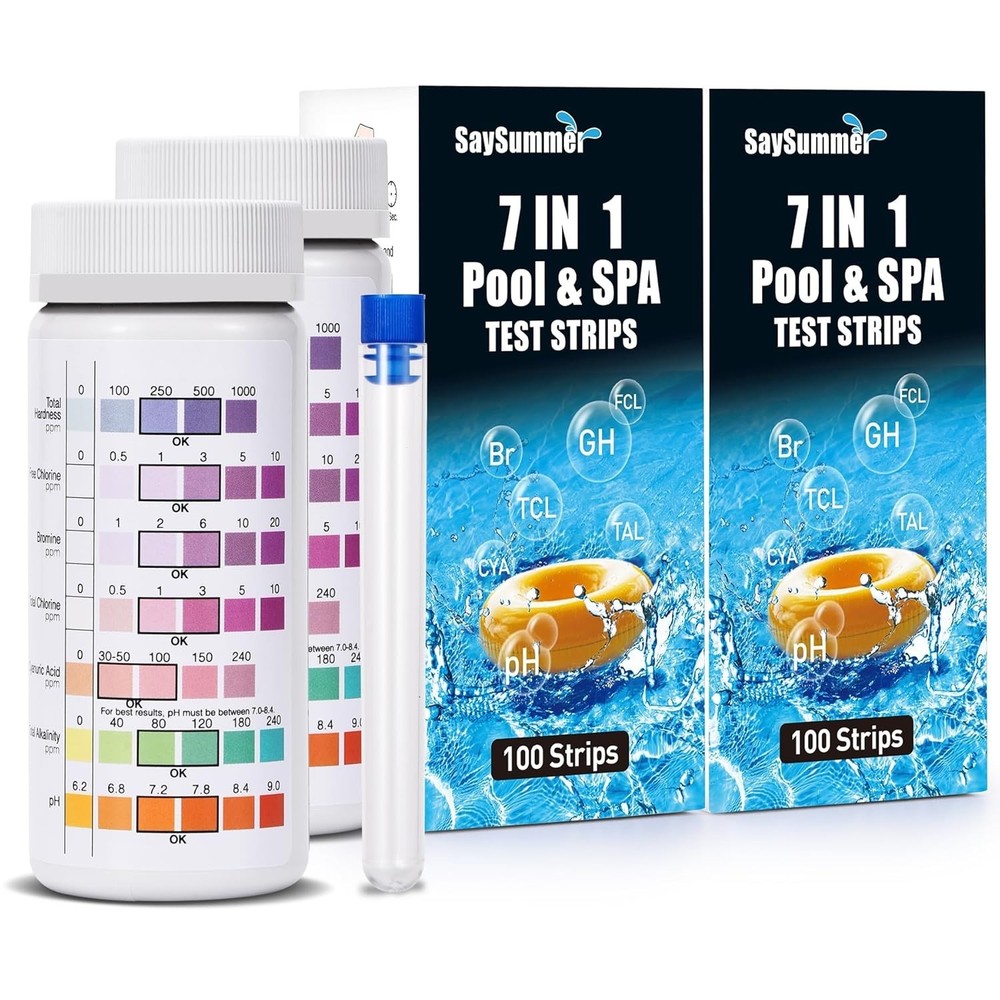 Pool Strips 200 Count for Chlorine pH and Water Balance Testing Kit for Pool...