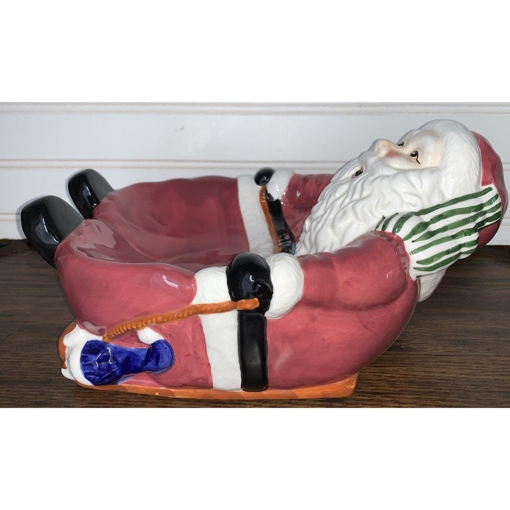 Santa Lying Down Talking Candy Dish Works With Batteries Motion Sensor