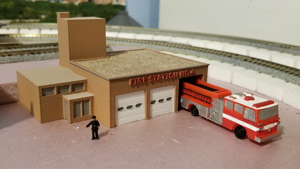 Z Scale Building Main  Fire Station White Unpainted