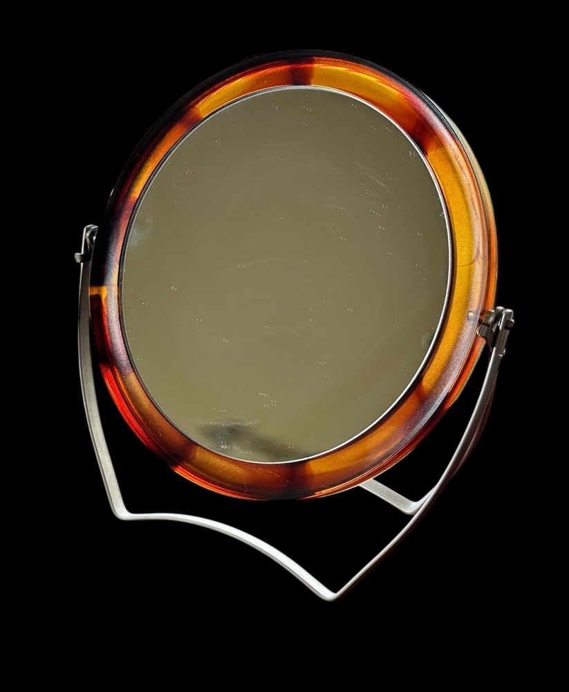 Faux Tortoiseshell Makeup Mirror Double Sided Plastic