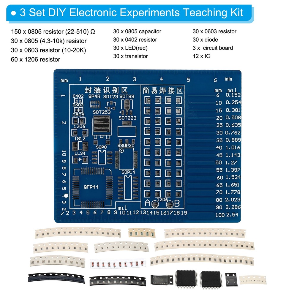 Soldering Practice Board, 3 Set Electronics Kit Prototype PCB Board DIY , 5V
