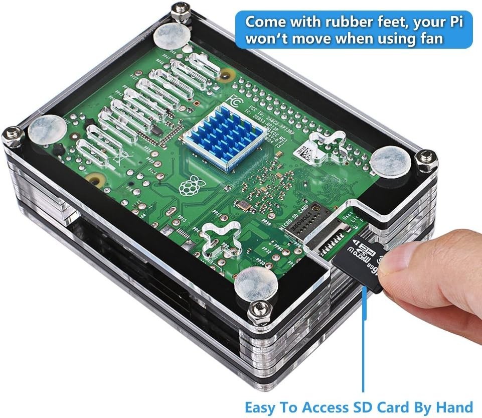 Complete Raspberry Pi 3 B+ Case Set with Cooling System & Stylish Acrylic Design