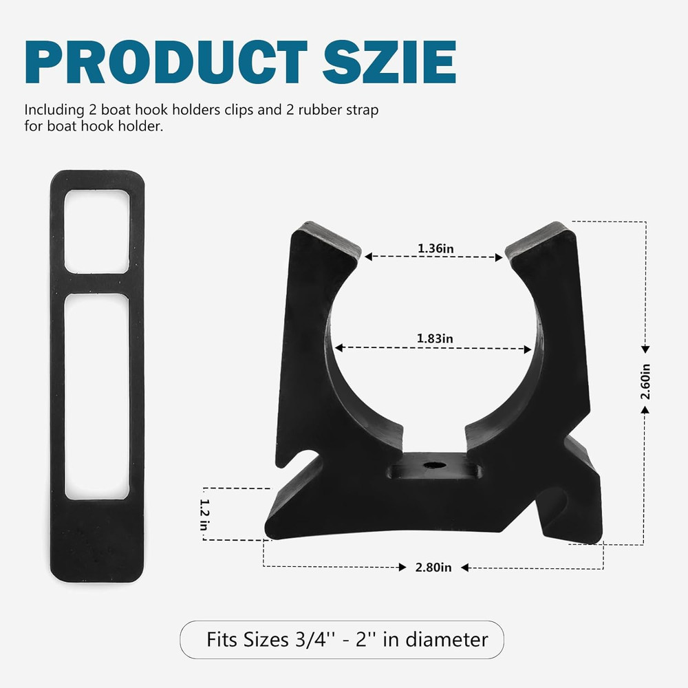 Boat Hook Holder Clips Replacement for SOF-LOC Gaff Hook Holder with Rubber Spri